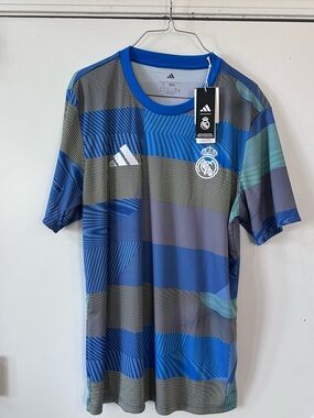 Adidas Real Madrid Blue Graphic Men's Training Shirt Sz L